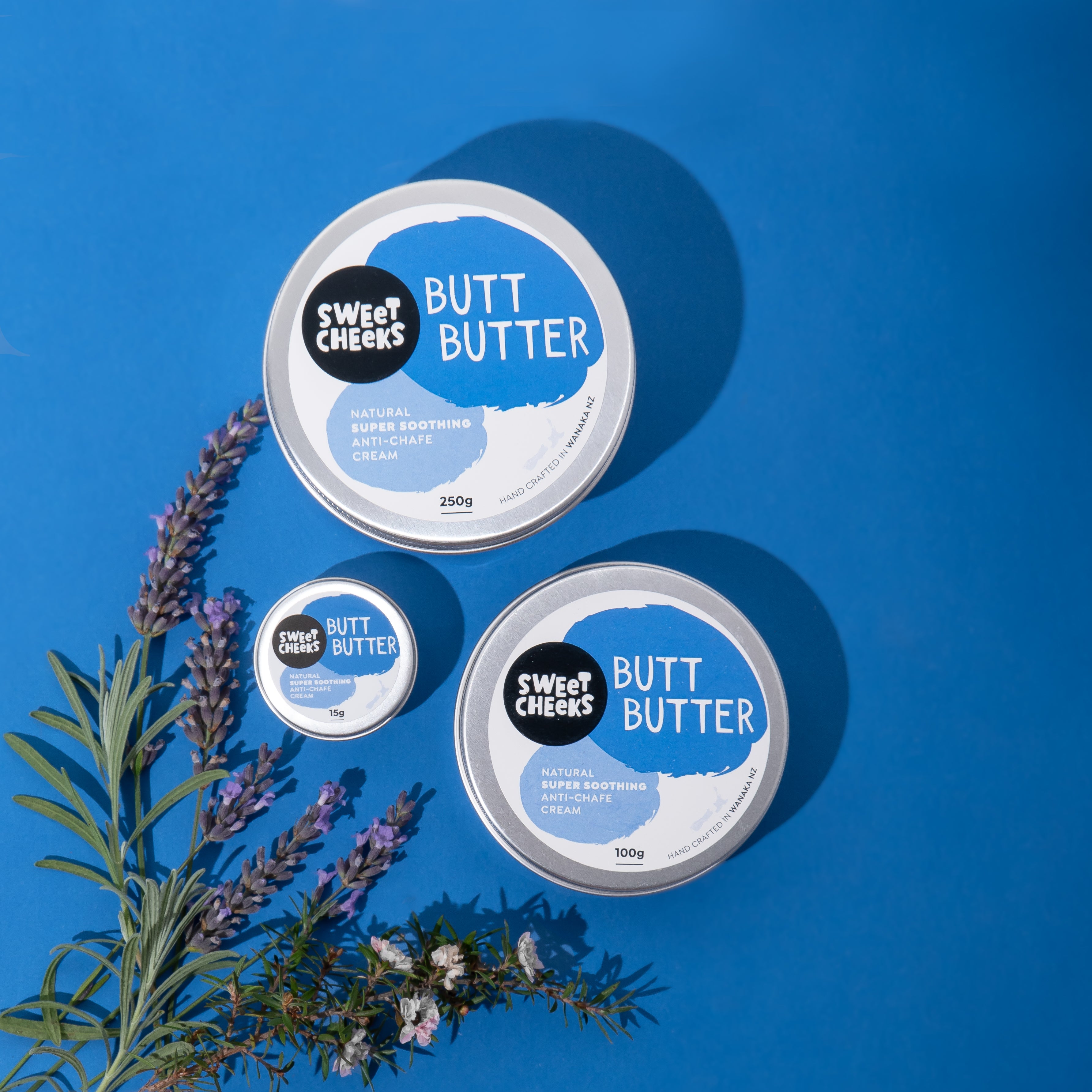 Butt Butter tins,  3 sizes wth lavender