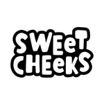 Black and white text 'SWEeT CHEeKS' on a white background